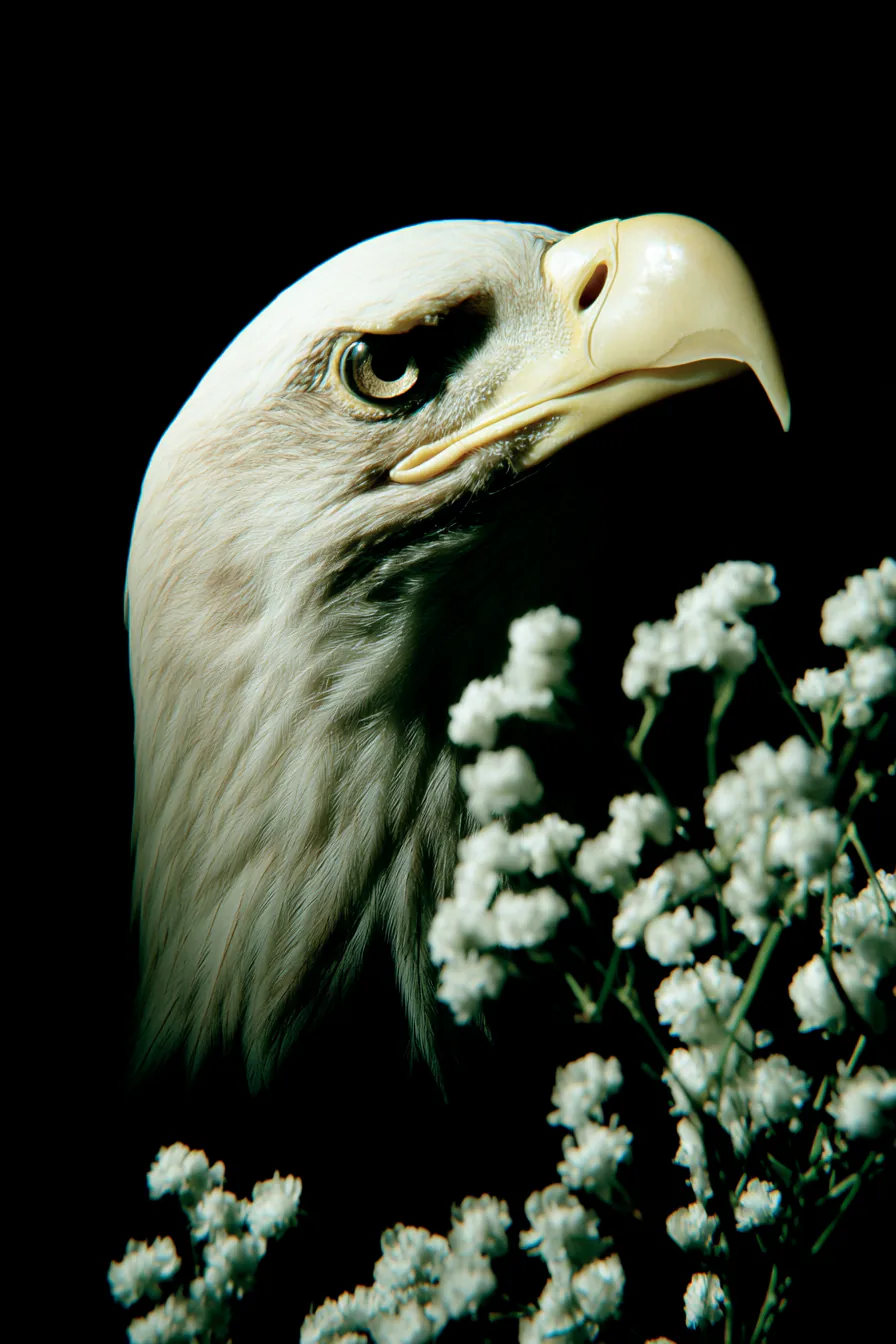 White eagle profile with flowers representing ARCO's guided cultural exchange and careful mobility decisions