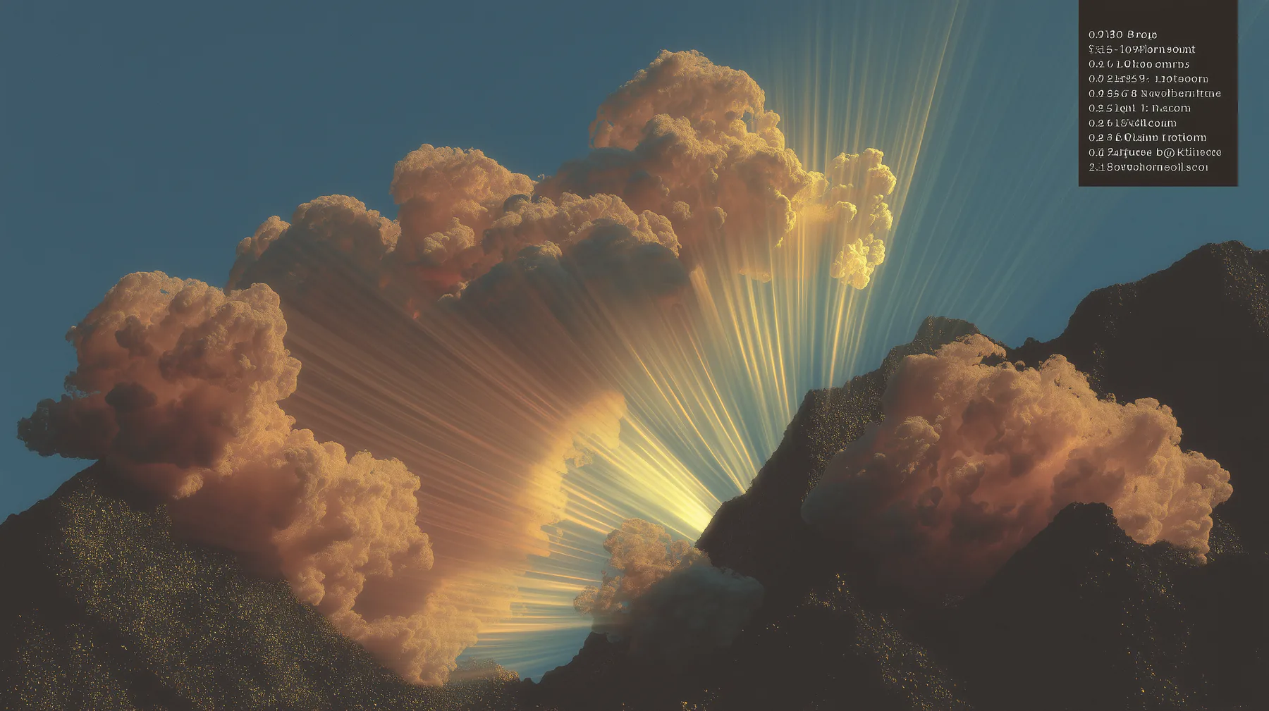 Pink-gold clouds with light beams representing Ivone Gómez Studio's elevated creative presence